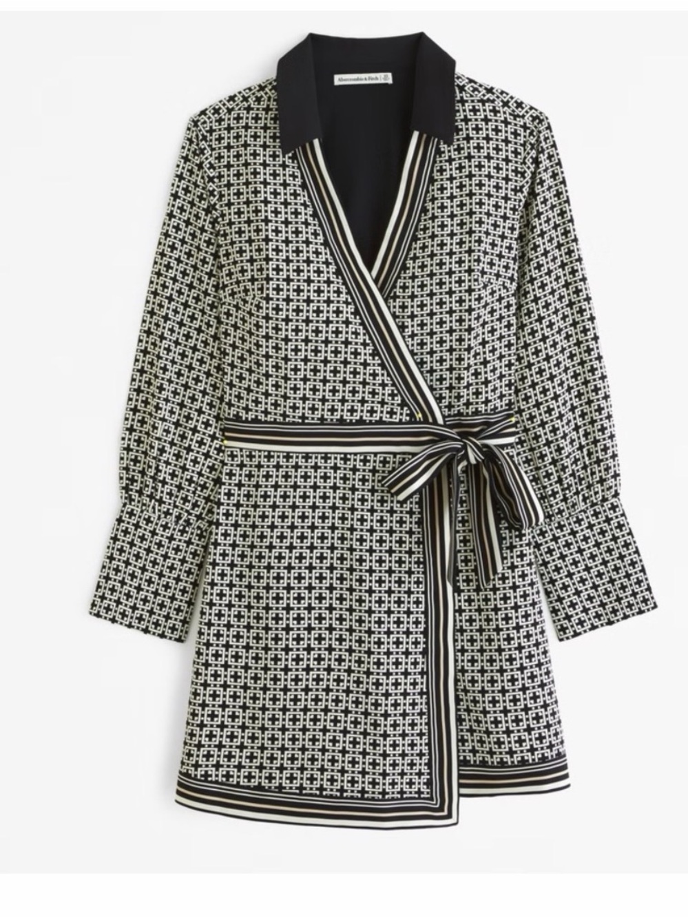ABERCROMBIE SIZE SMALL, NWOT Black & White Geometric Wrap Dress